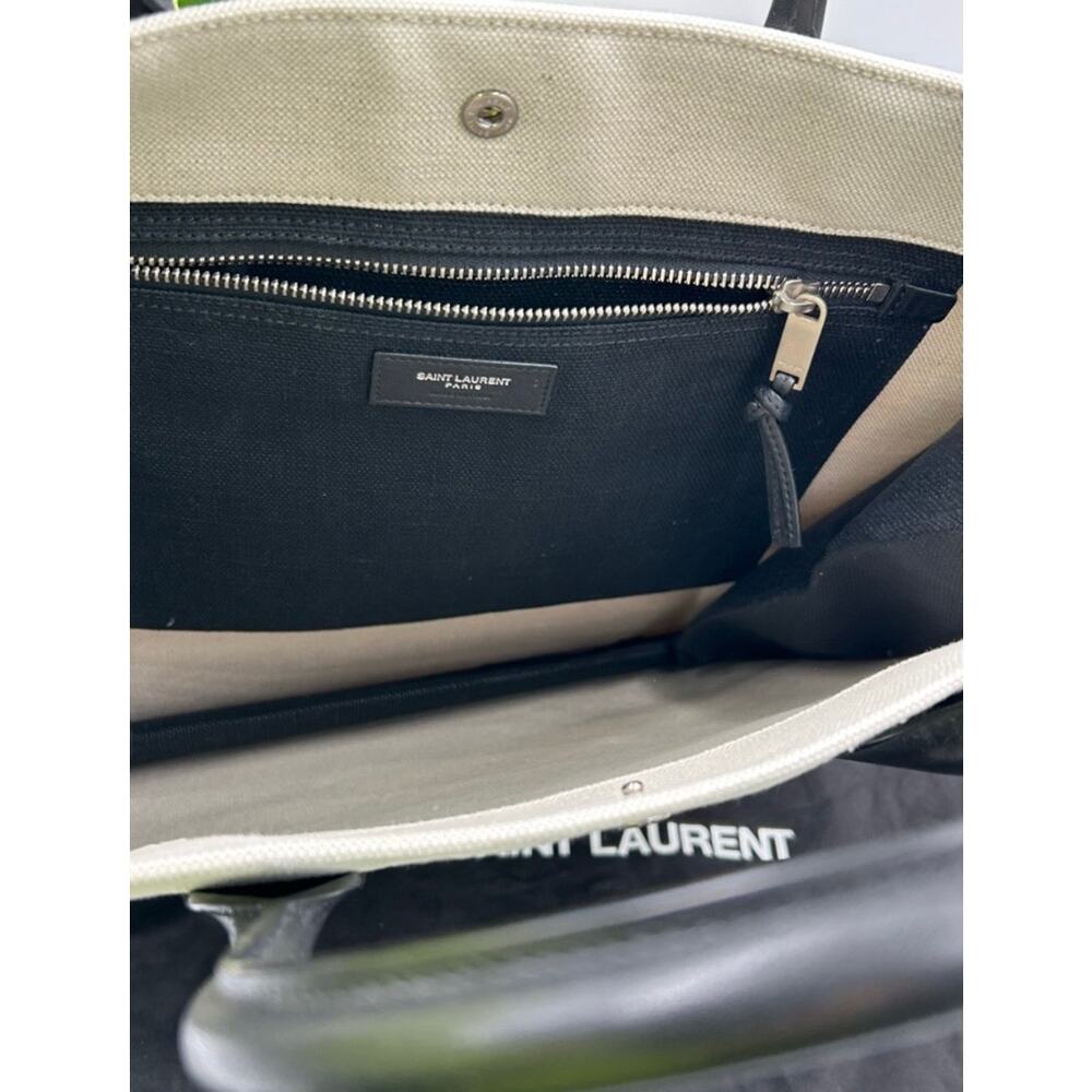 Saint Laurent RIVE GAUCHE canvas/leather tote bag made in Italy NWT - Picture 3 of 13